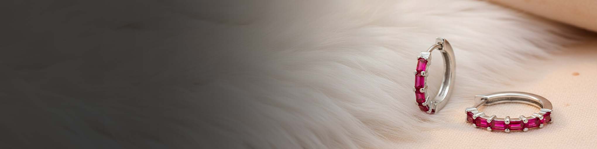 Boucles d'Oreilles Rubis Or Blanc