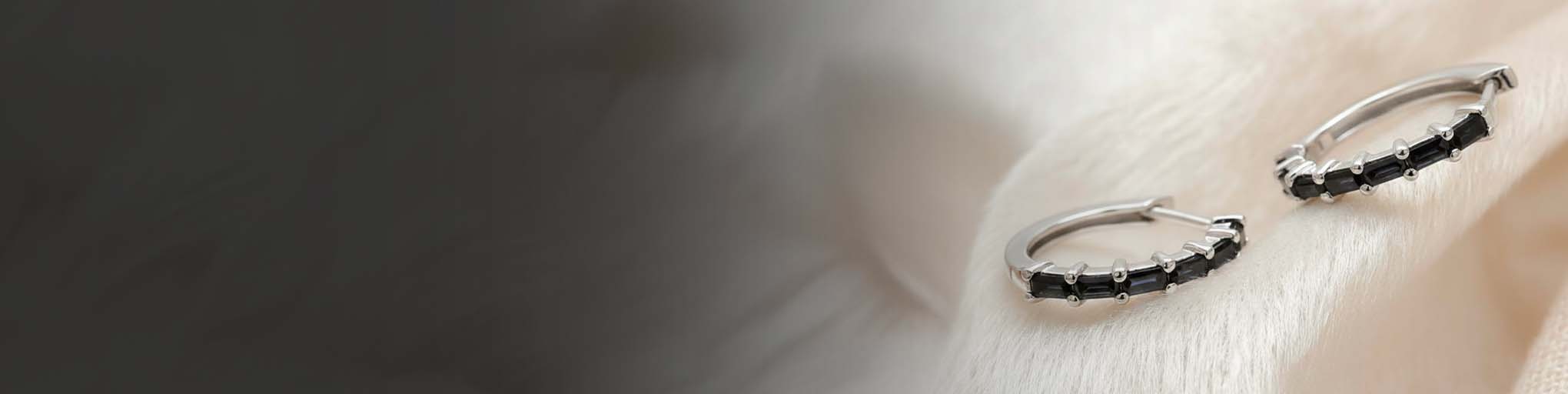 Boucles d'Oreilles Diamant Noir Or Blanc