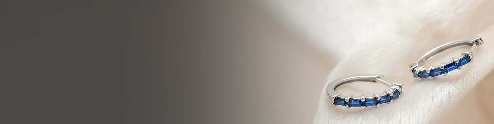 Boucles d'Oreilles Saphir Or Blanc