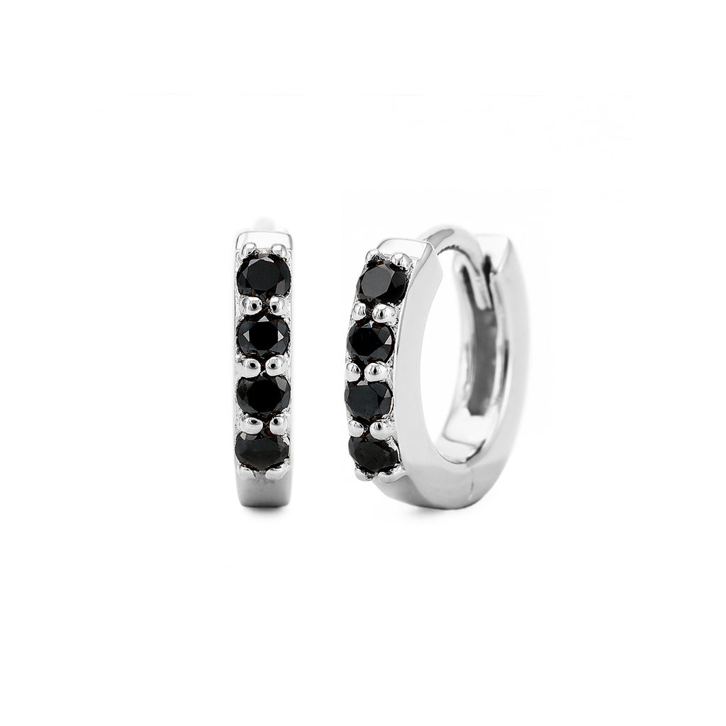 Pendientes Sumitra en oro blanco de 18 quilates y Diamantes negros, colección Mayuri