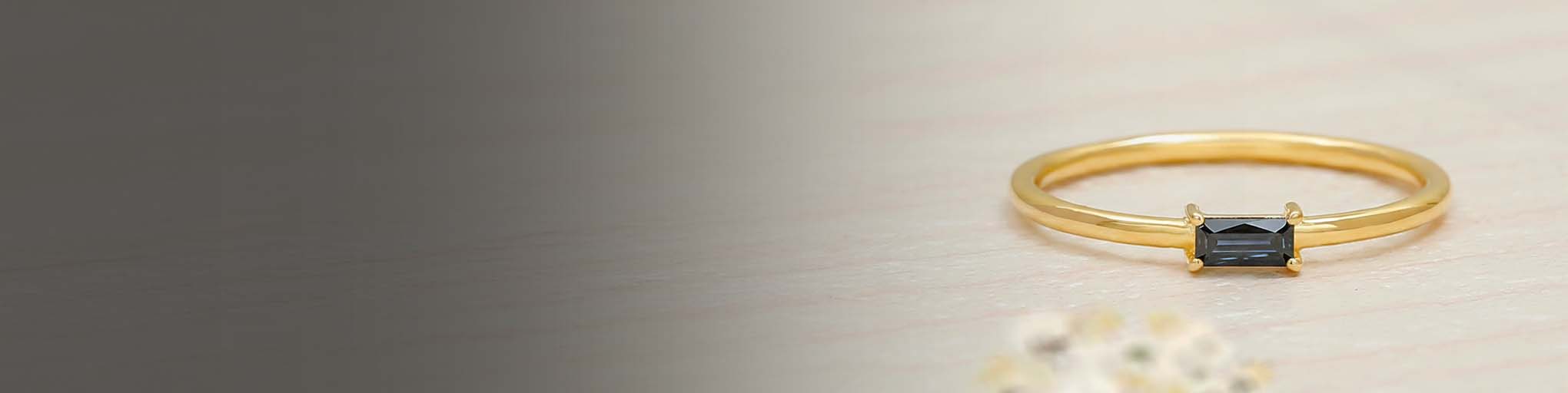 Bagues Diamant Noir Vermeil
