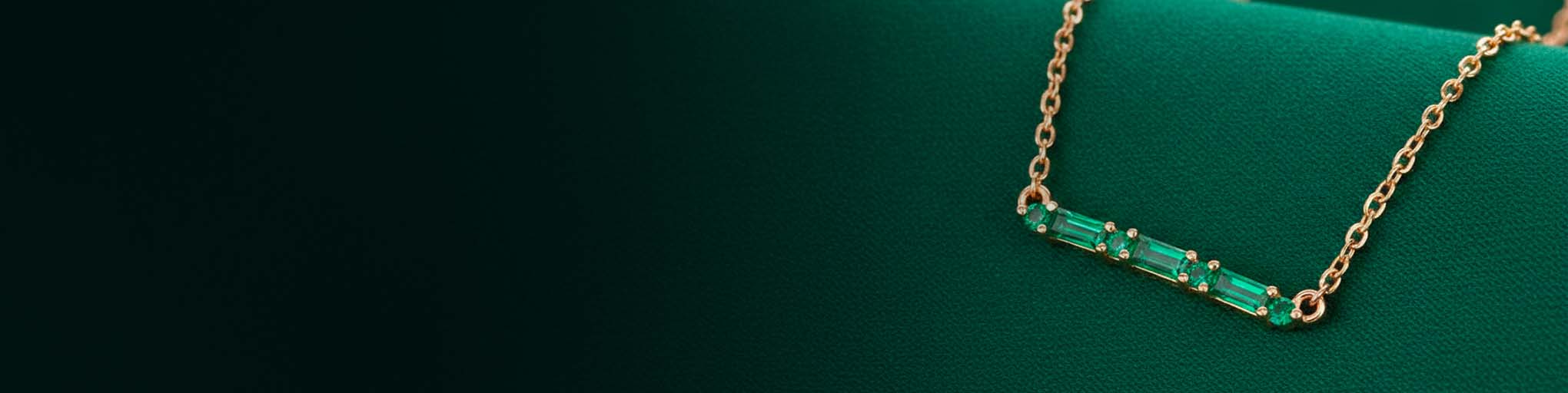 Colliers Émeraude Or Rose