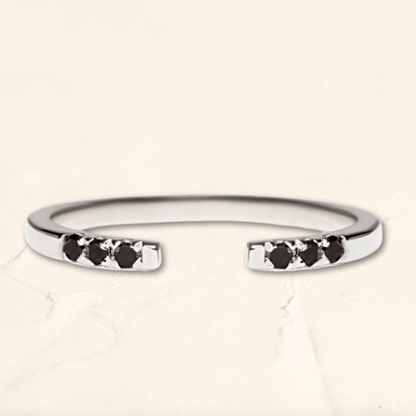 Bague veda en or blanc et diamants noirs