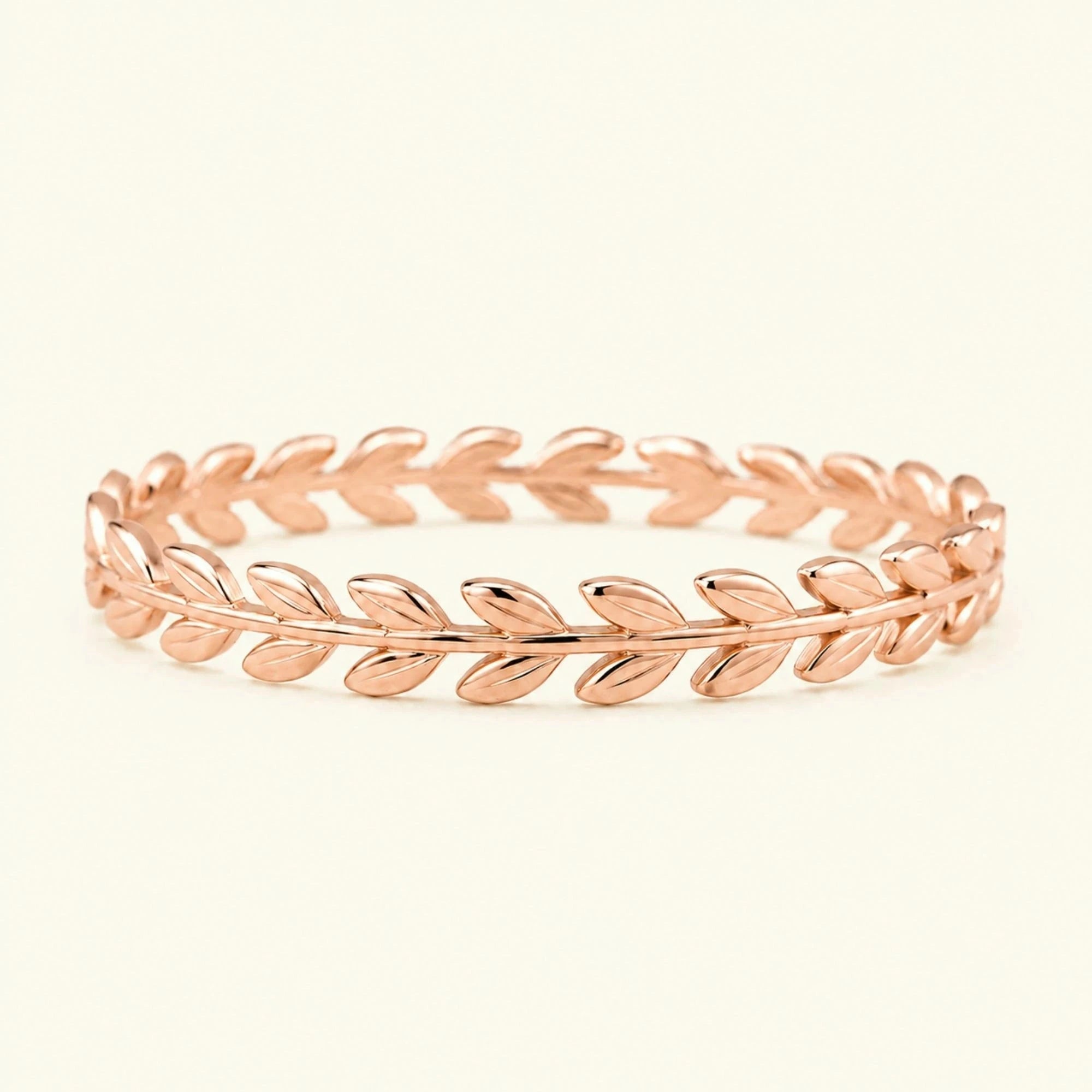 Alianza mujer 3mm cincelada laurel oro rosa 18 quilates Daphné