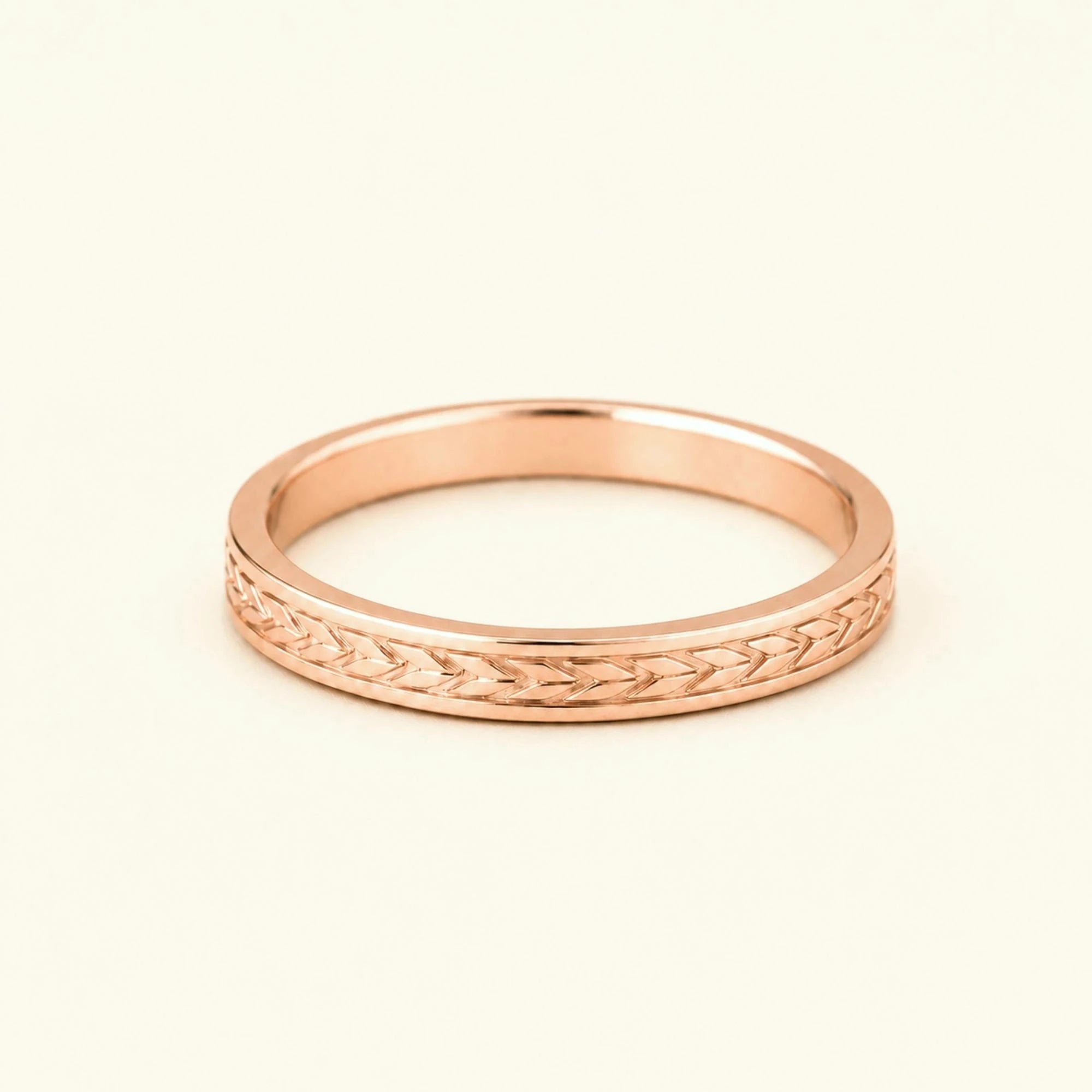 Alianza 3mm grabada laurel oro rosa 18 quilates Kléos
