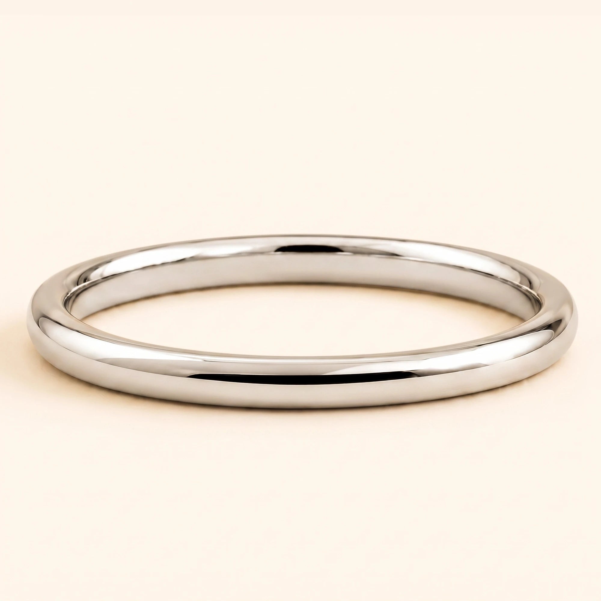 Alliance homme demi-jonc or blanc 18 carats 3mm Shunya