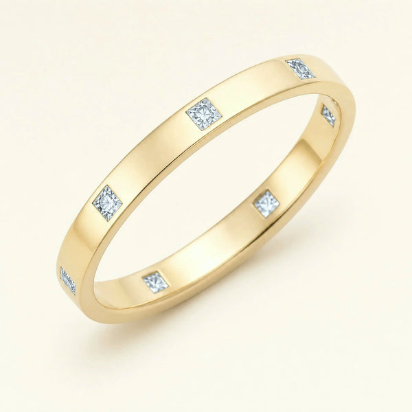 Alliance princesse de diamants blancs pour homme en or jaune