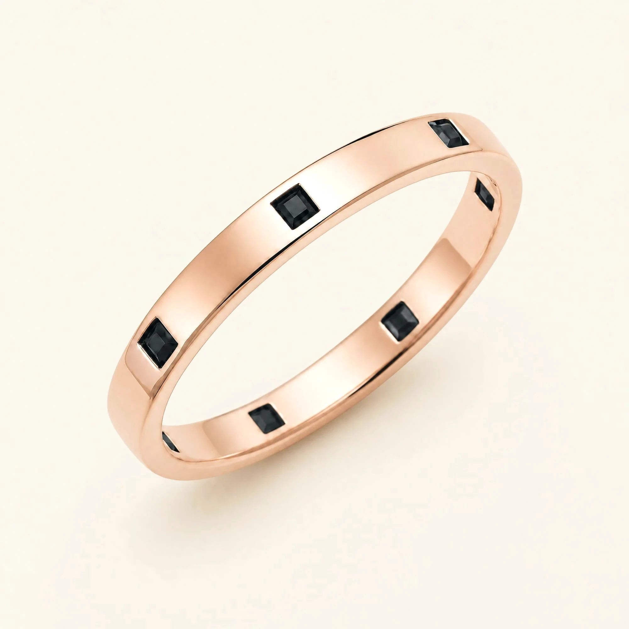 Alliance princesse de diamants noirs pour homme en or rose