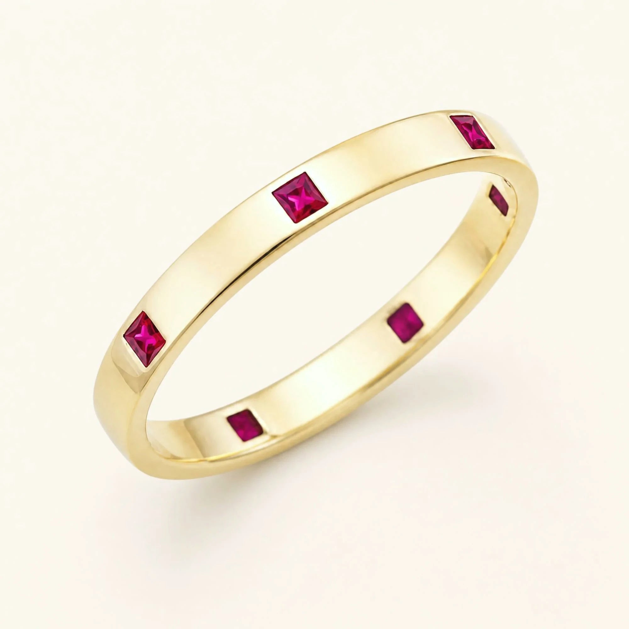 Alliance princesse de rubis pour homme en or jaune