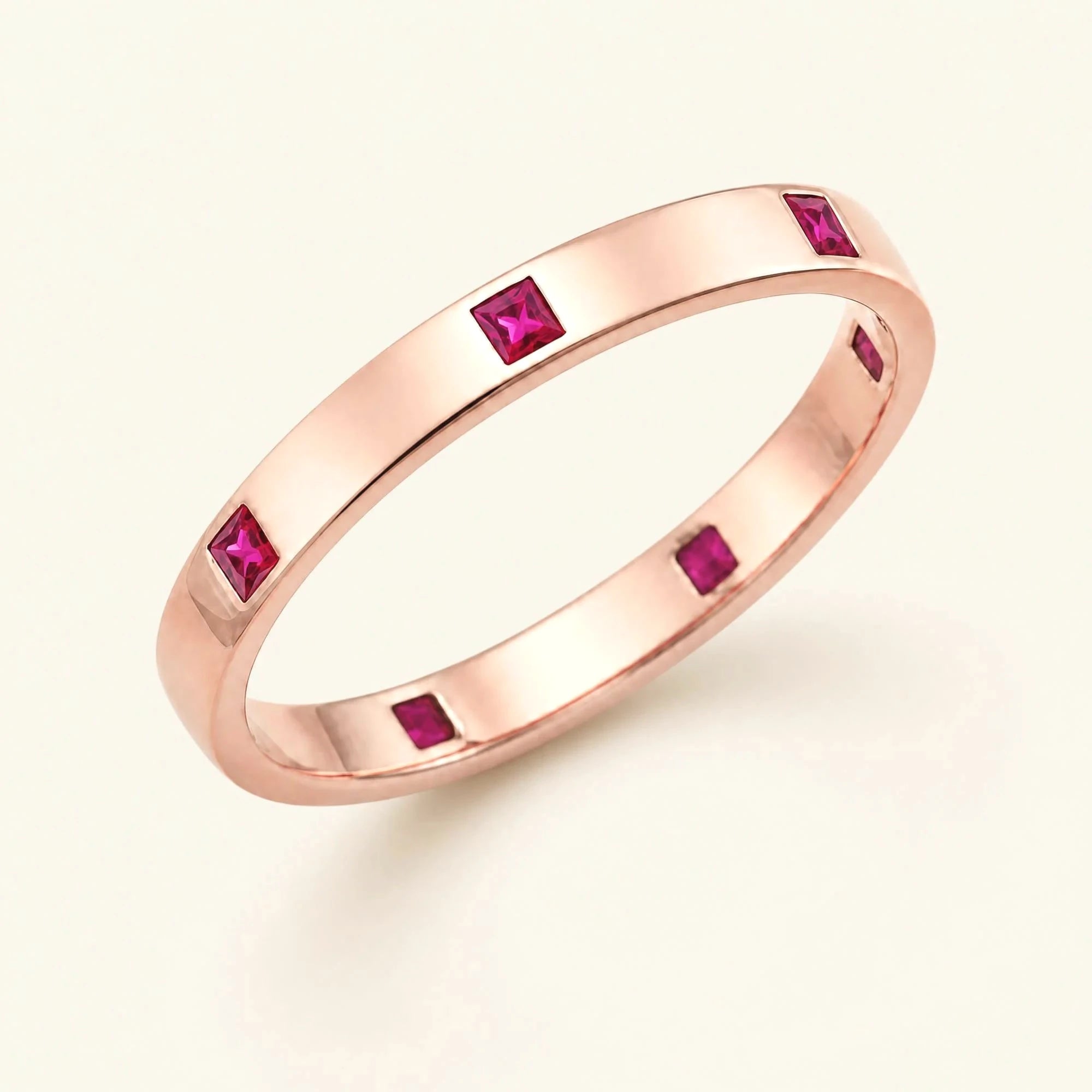 Alliance princesse de rubis pour homme en or rose