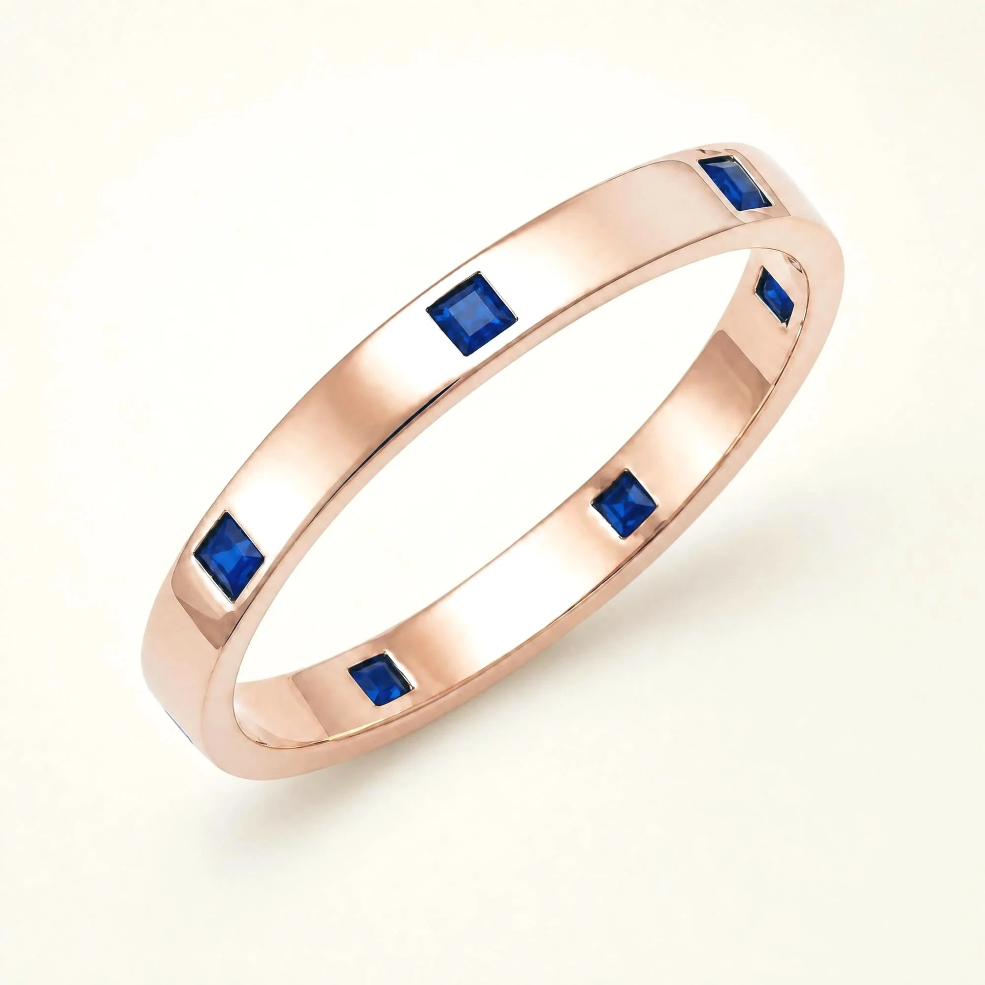 Alliance princesse de saphirs pour homme en or rose