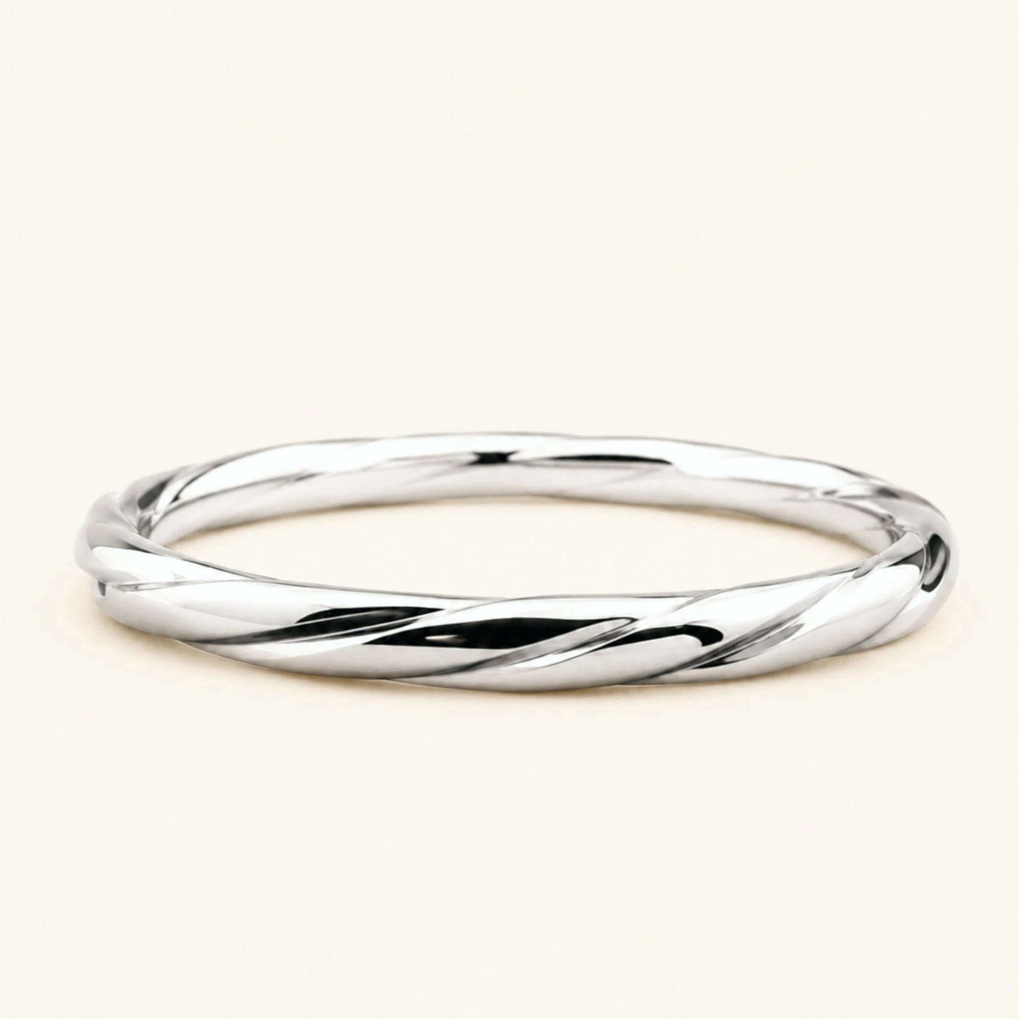 Alianza trenzada de hombre Vasuki en oro blanco de 18 quilates, anillo enroscado