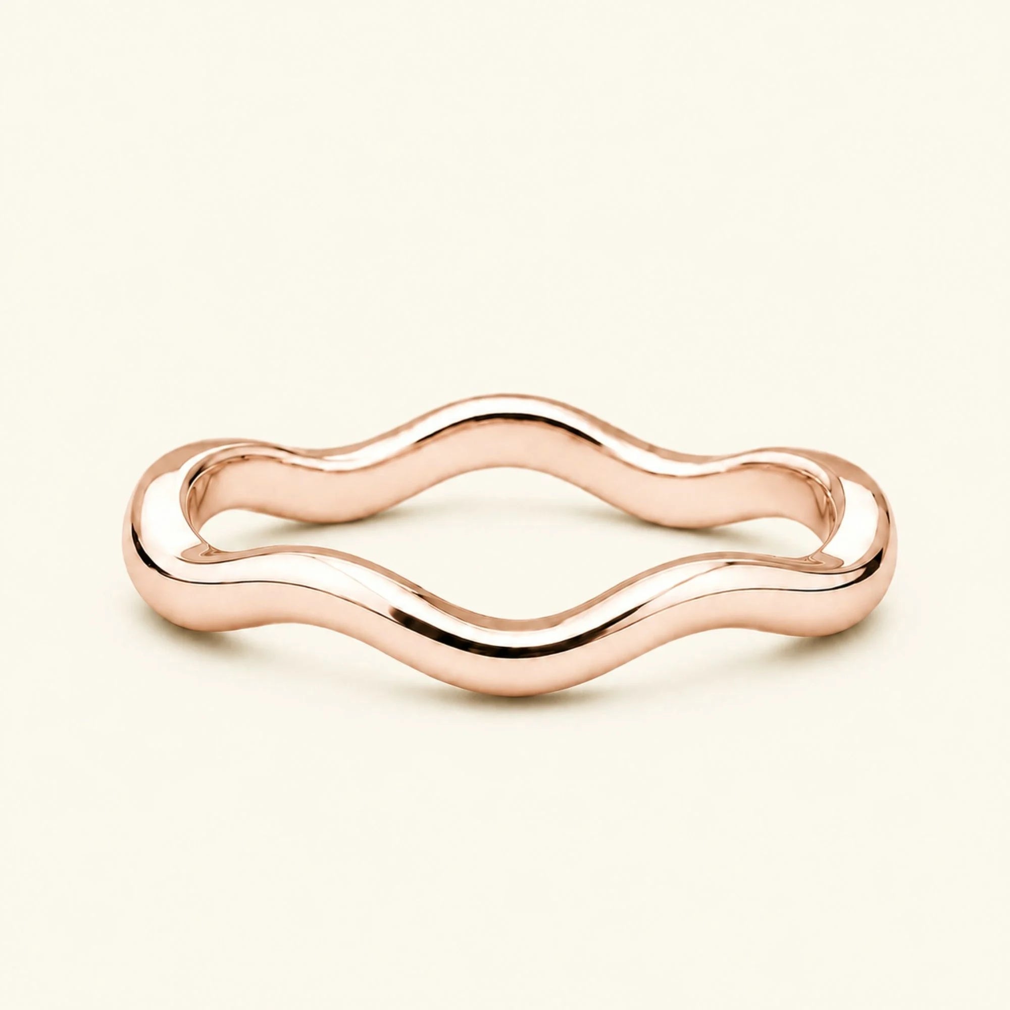 Thalassa alianza onda 18 quilates oro rosa, brazalete ondulado pulido