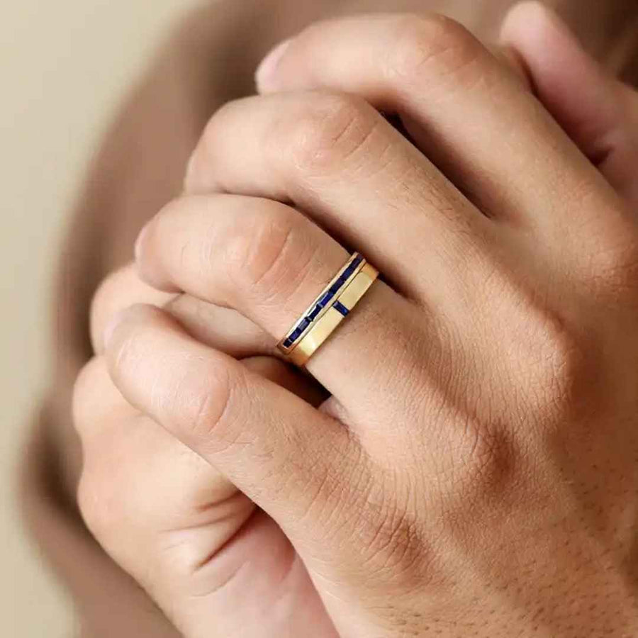 Anillo Mangal y Agni zafiro 18 quilates