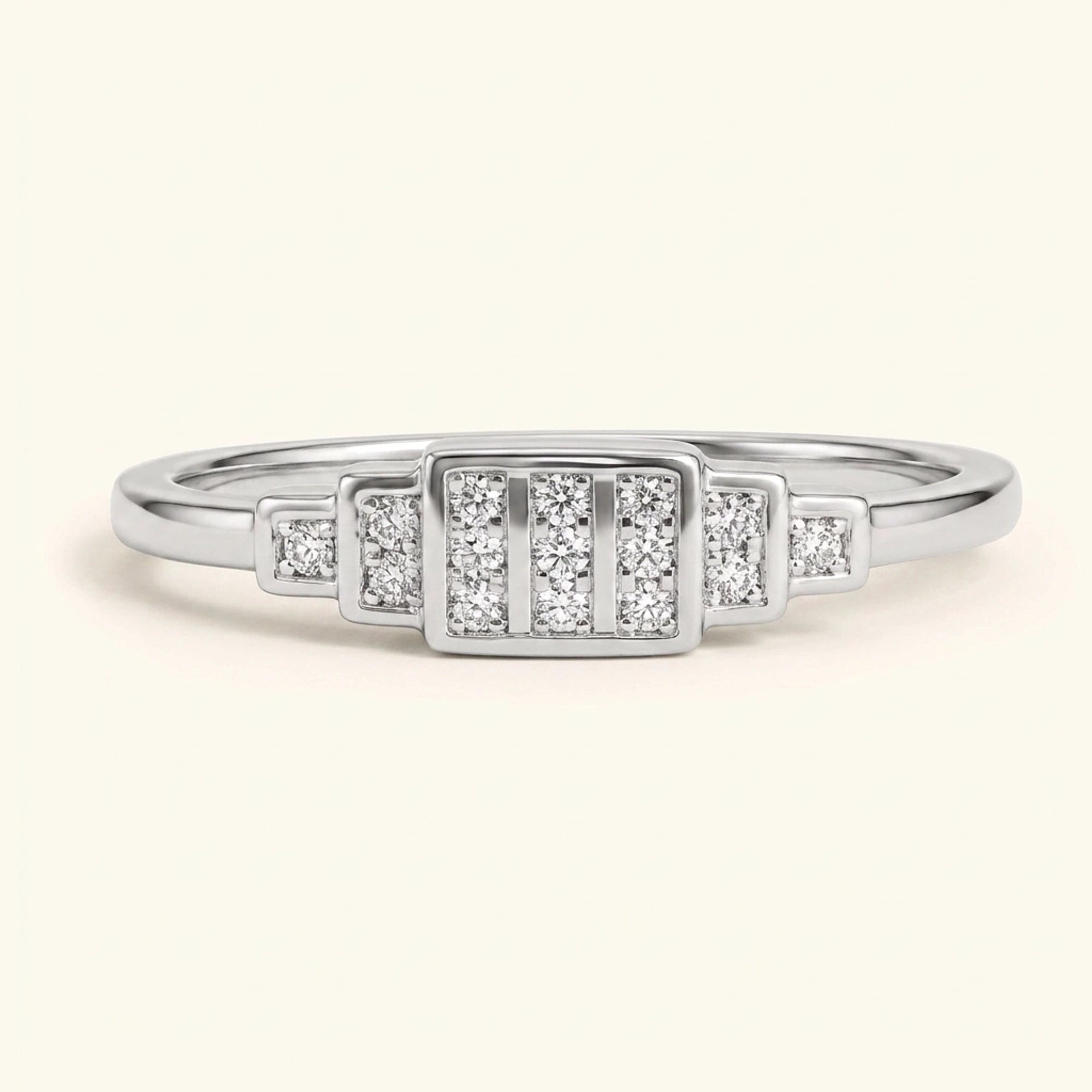 Alliance Brami XL géométrique art déco en or blanc sertie de diamants