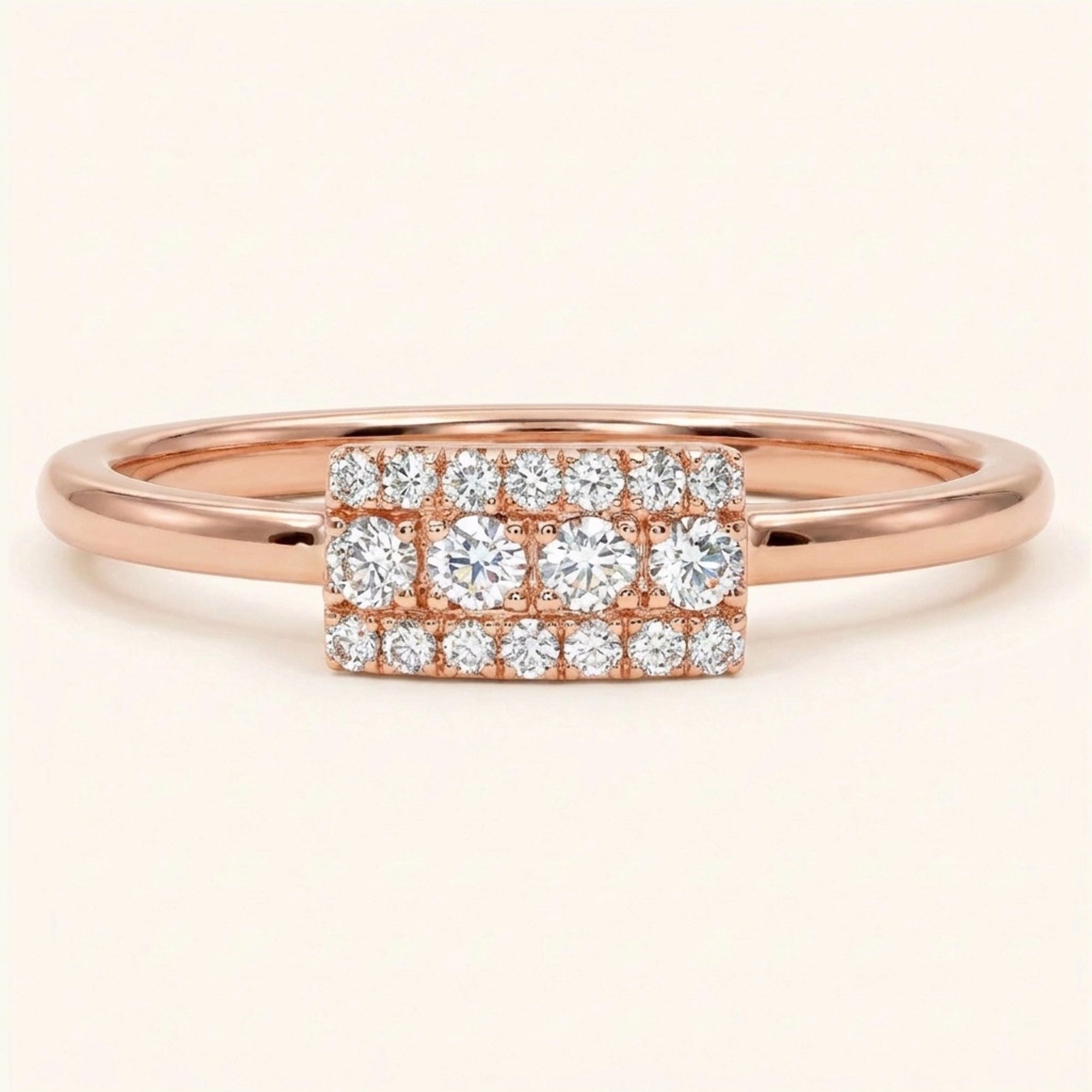 Bague art déco Sapna XL en or rose sertie de diamants
