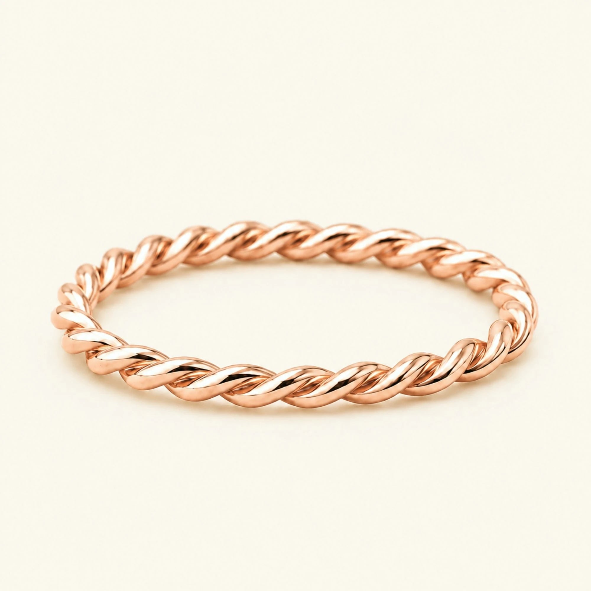 Alianza trenzada Musubi en oro rosa de 18 quilates, anillo fino efecto cuerda