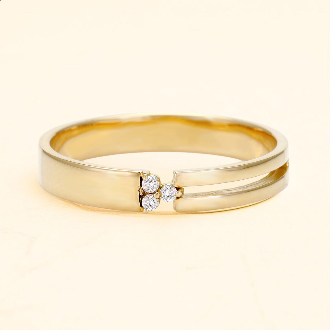 Bague en diamant unisex Vibhu en or 18 carats