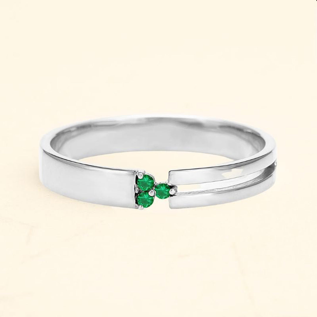 Bague 18 carats Vibhu en emeraude unisexe or blanc