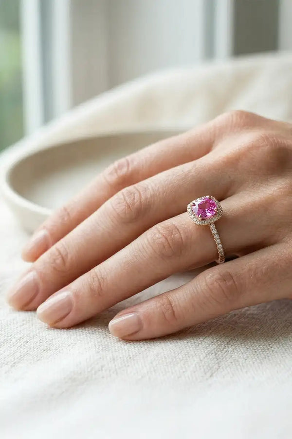 Anillo de compromiso con zafiro rosa: la guía completa