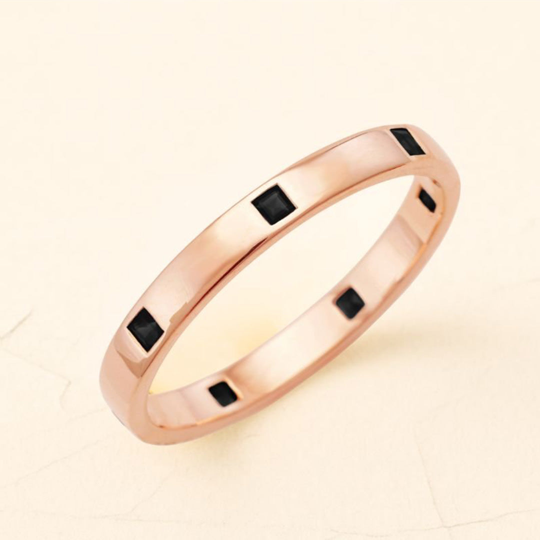 Bague en or rose 18 carats Viyom diamant noir