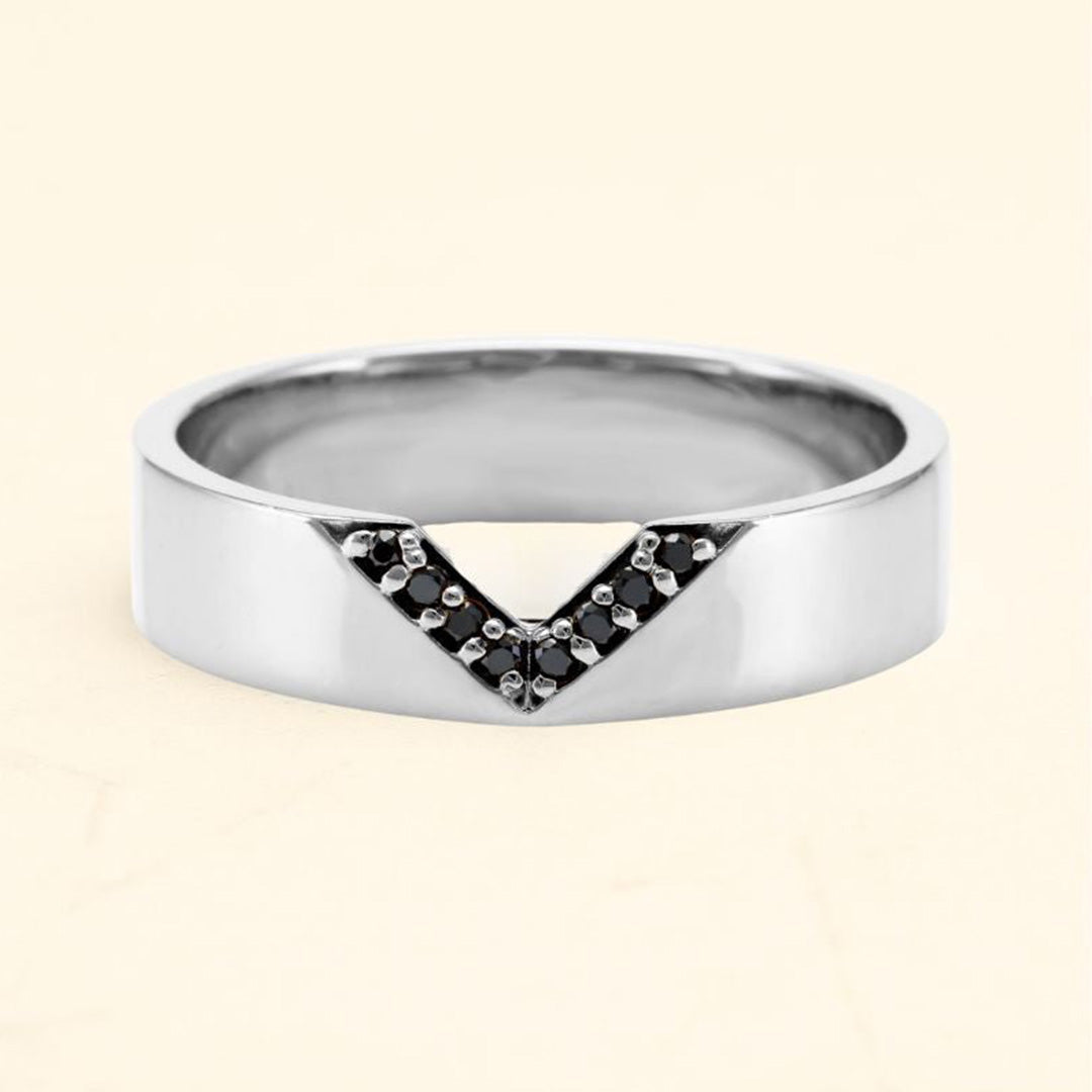 Bague homme diamant noir Rudra or blanc 18 carats