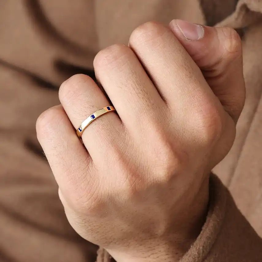 Anillo cuadrado de zafiro Viyom