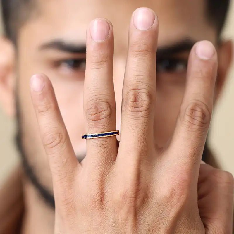 Anillo Mangal zafiro semi eternidad hombre