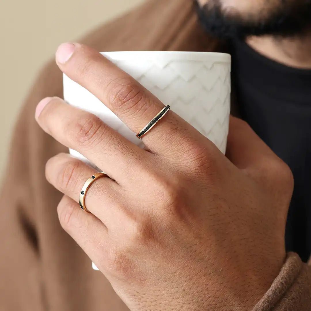 Bague Mangal et Viyom diamant noir homme or 18 carats