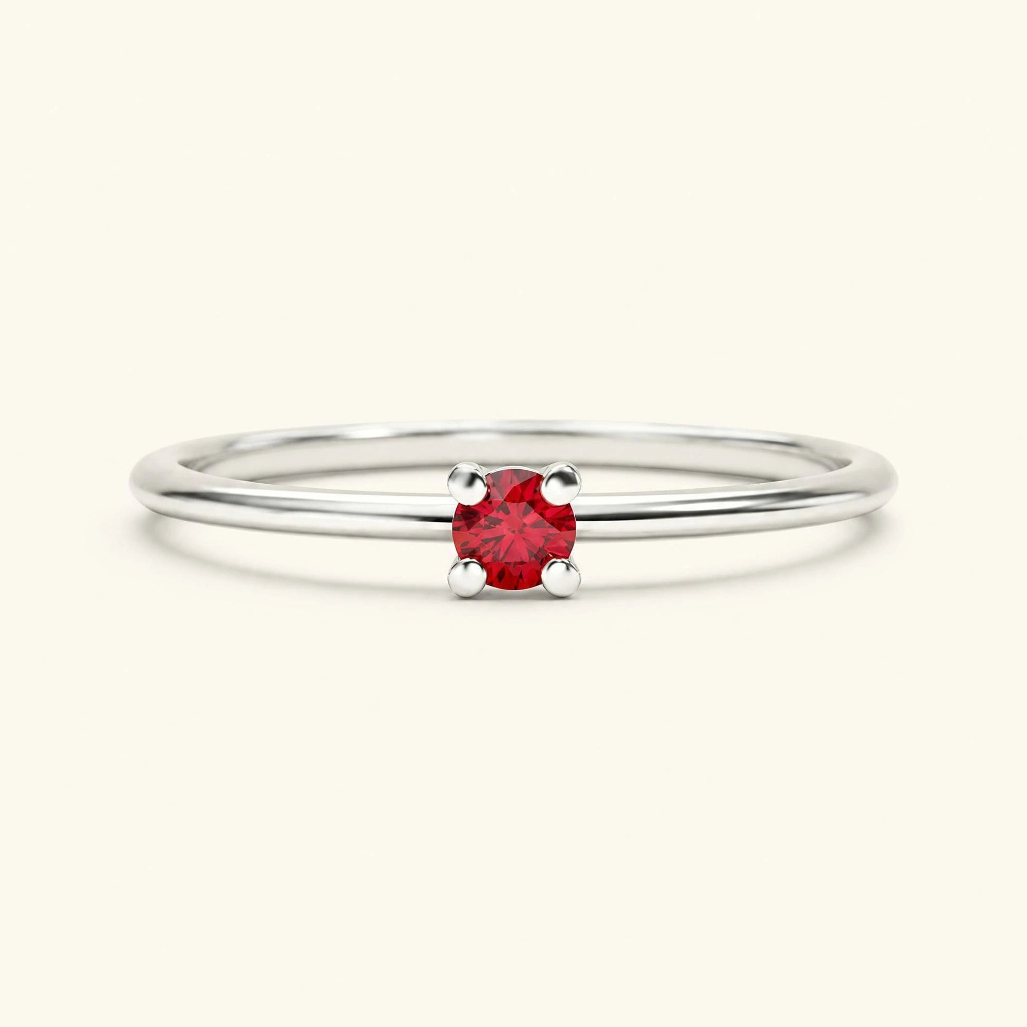 bague solitaire rubis en or blanc 18cts