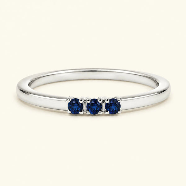 Bague de fiançailles trilogie de saphirs en or blanc
