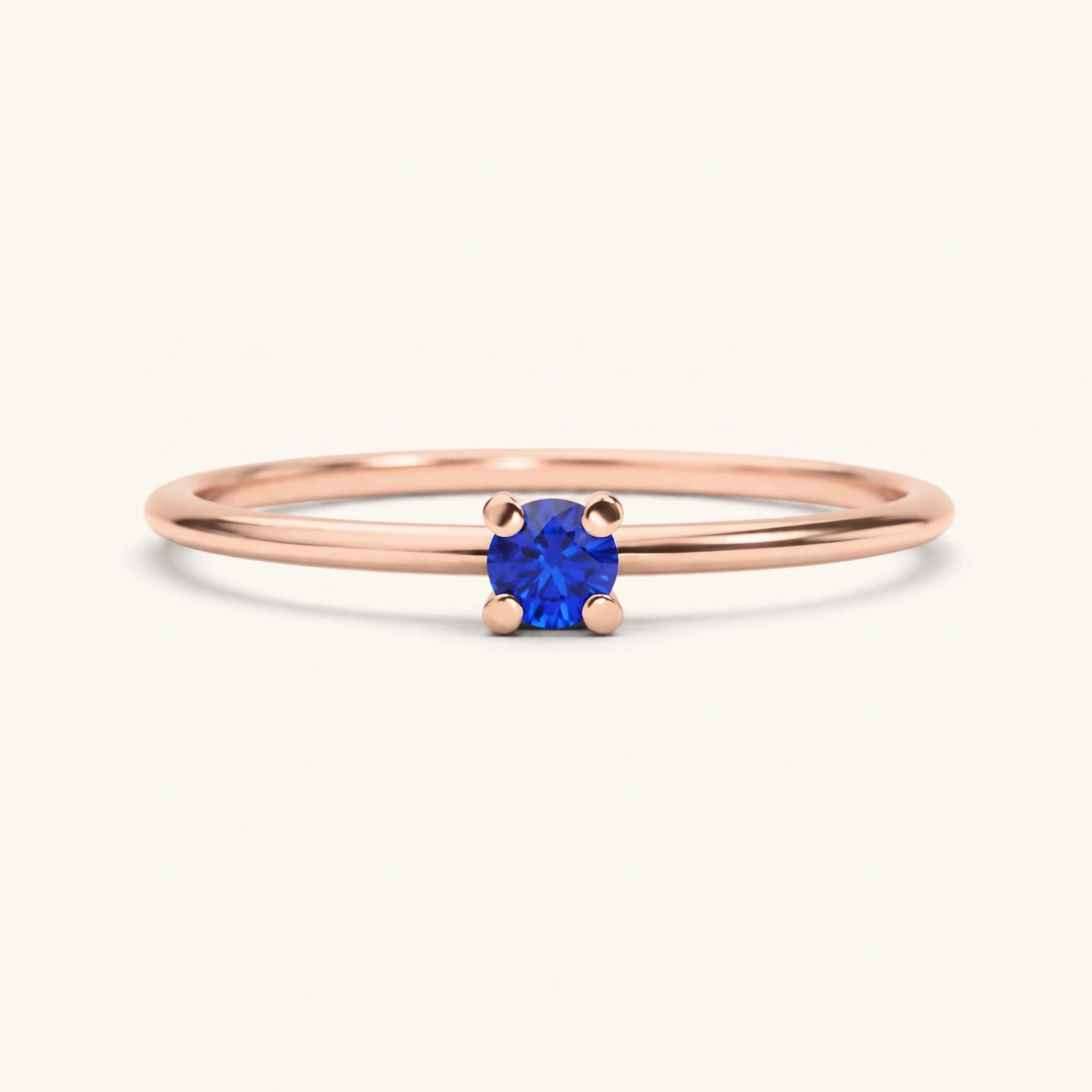 Anillo solitario zafiro en oro rosa Saral