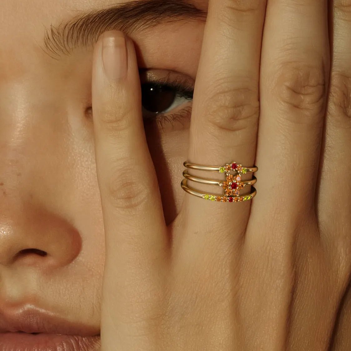 Anillos zafiro sunset Surya Kiran y Anaya