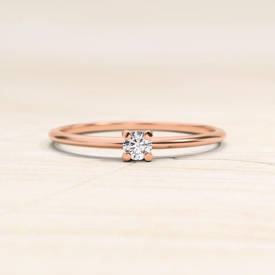 Bague diamant solitaire en or rose Saral
