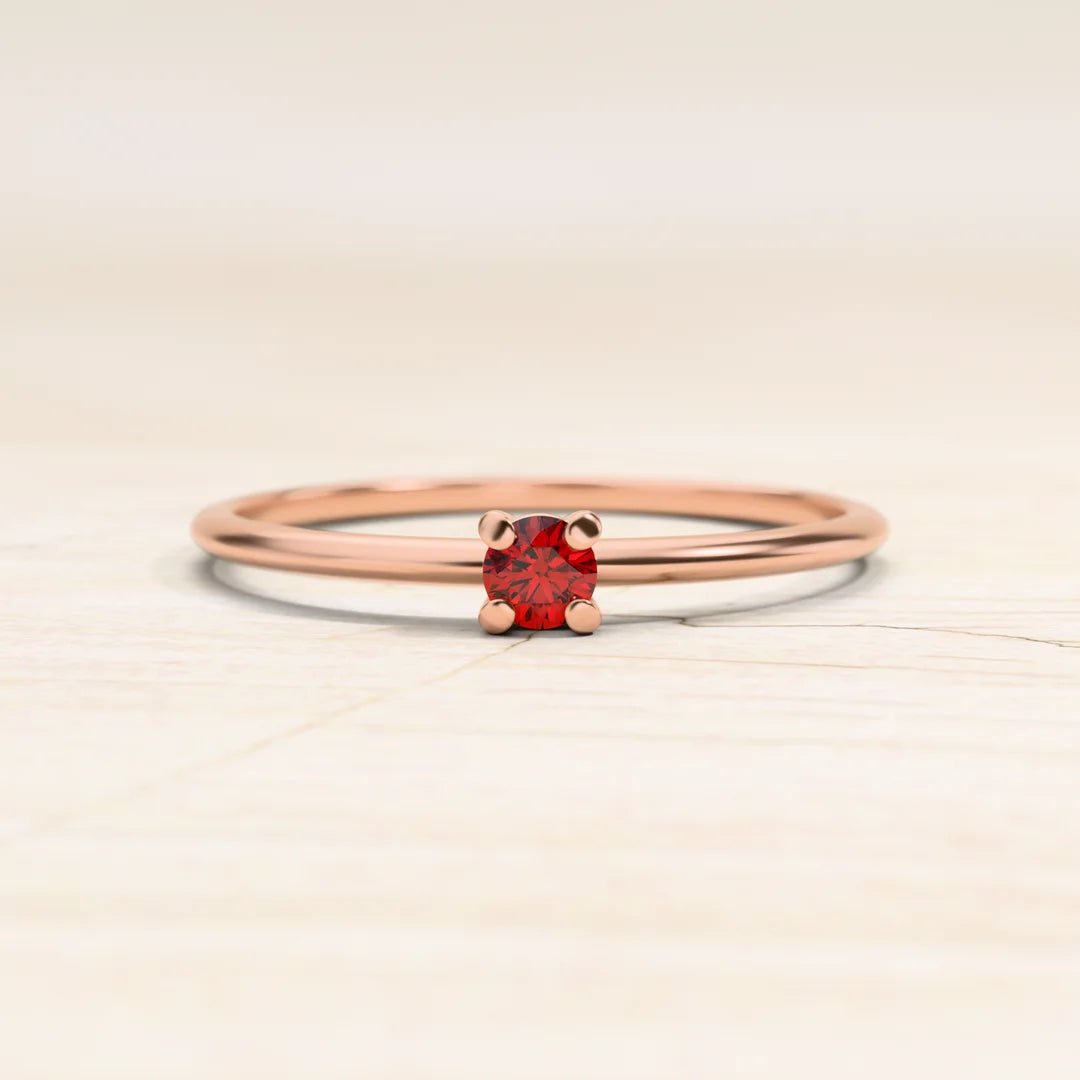 bague solitaire rubis en or rose 18cts