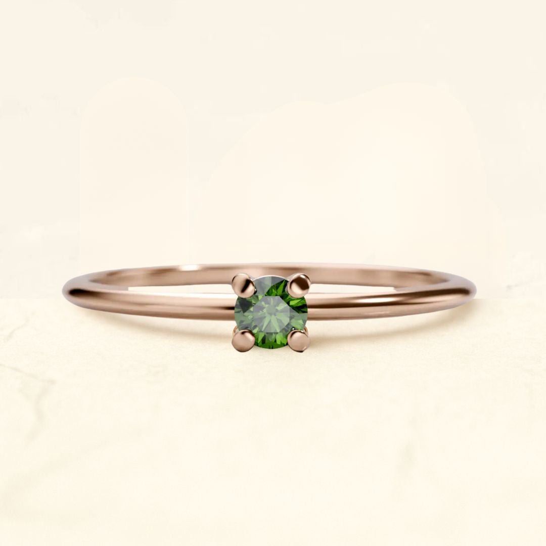 bague diamant vert or rose Saral