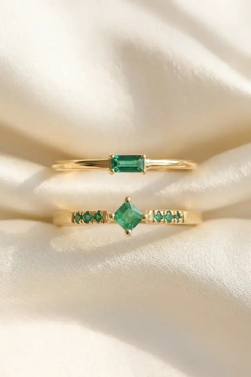 Anillo Sushma de Esmeralda en oro rosa de 18 quilates de Mayuri
