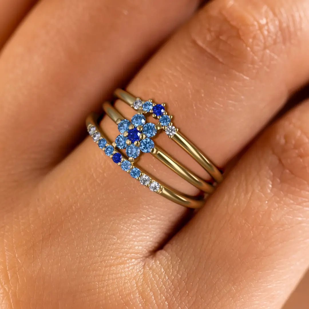 Bagues saphir bleu et blanc horizon de Mayuri Paris