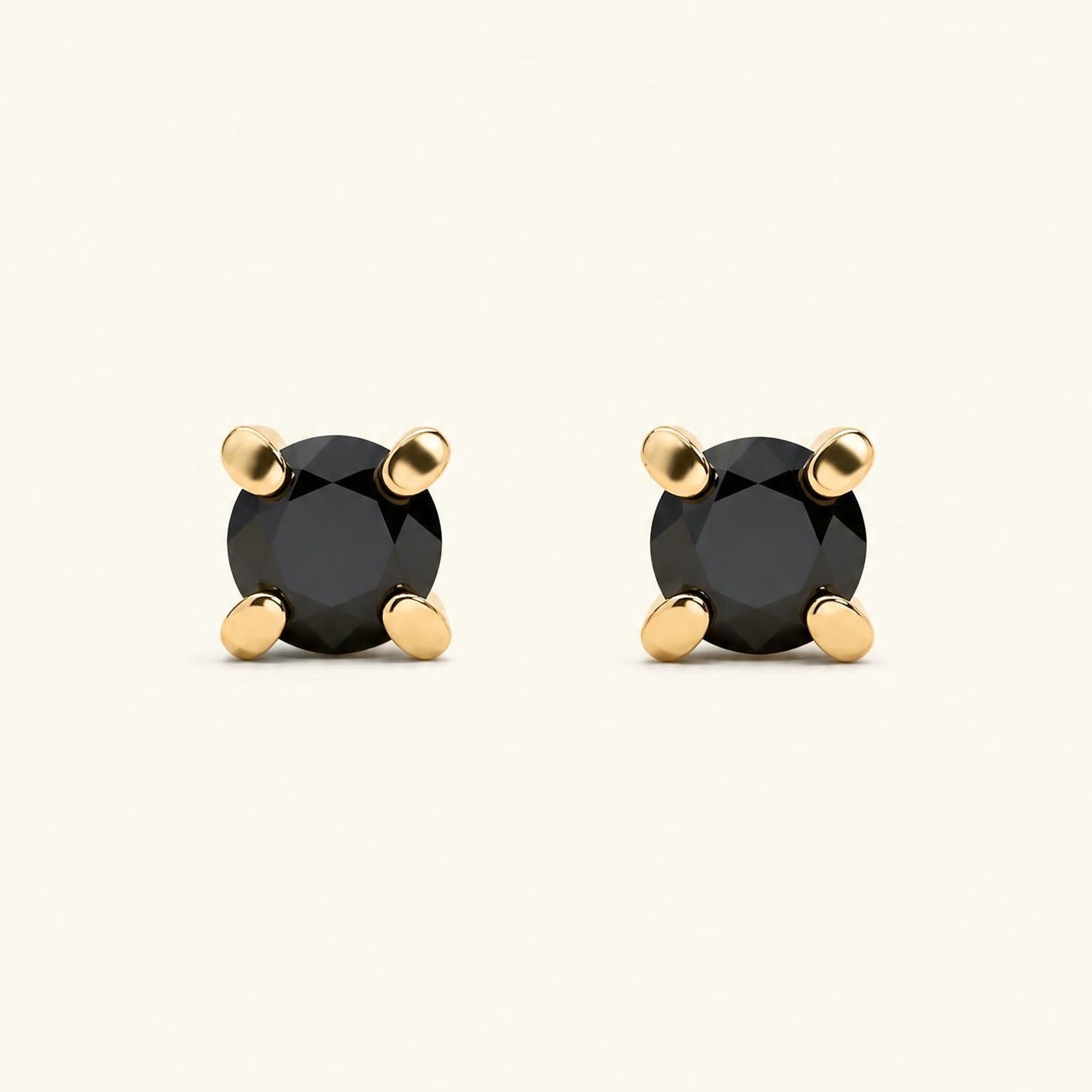Pendientes Saral Diamante Negro - oro amarillo