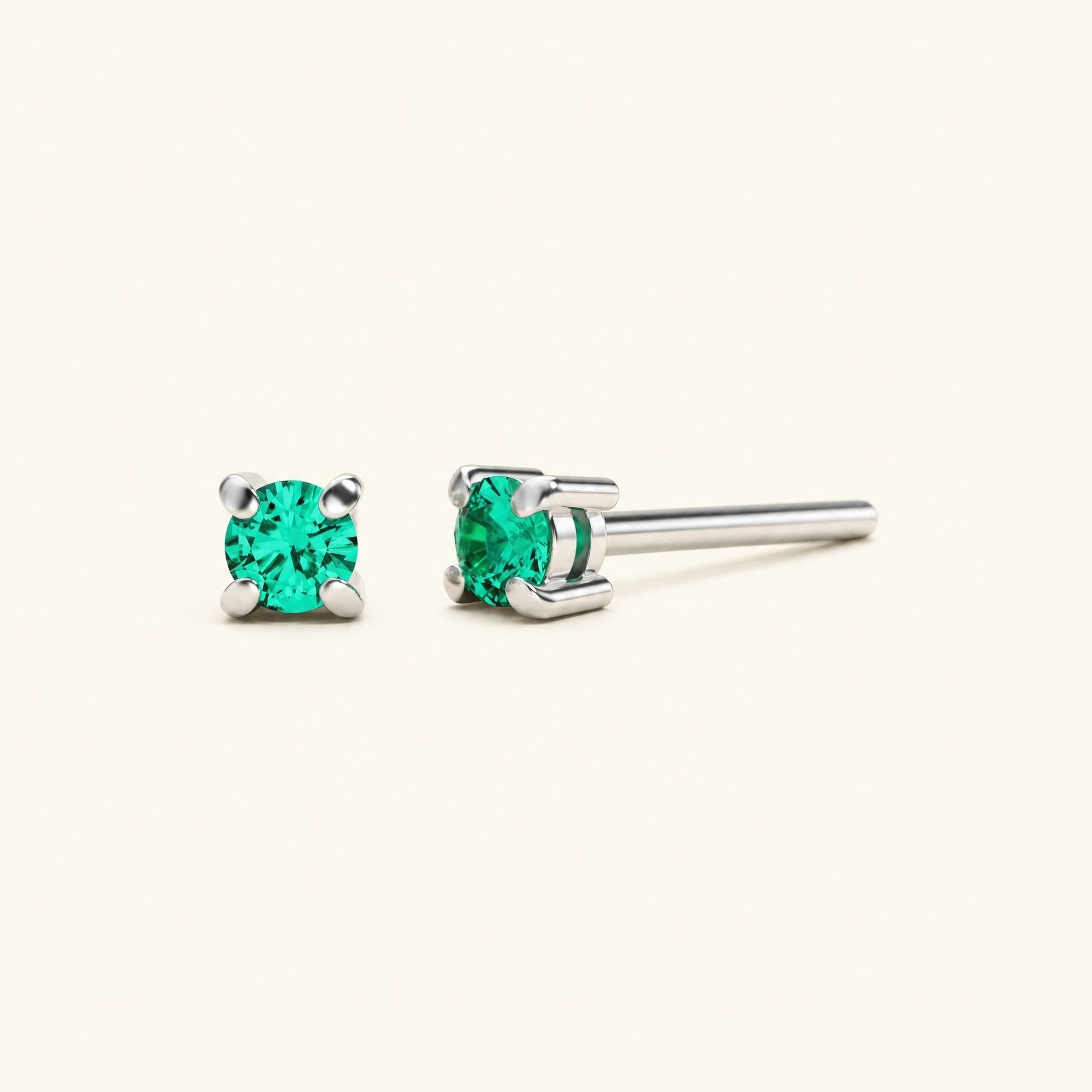 Pendientes Saral Esmeralda - oro blanco