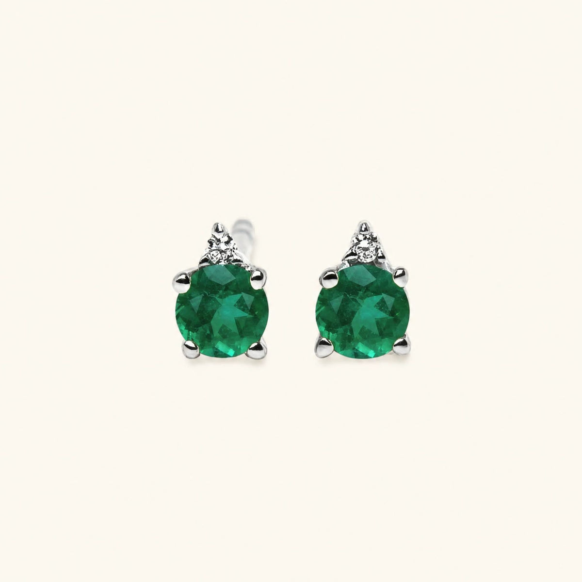 Pendientes Devi Esmeralda - oro blanco