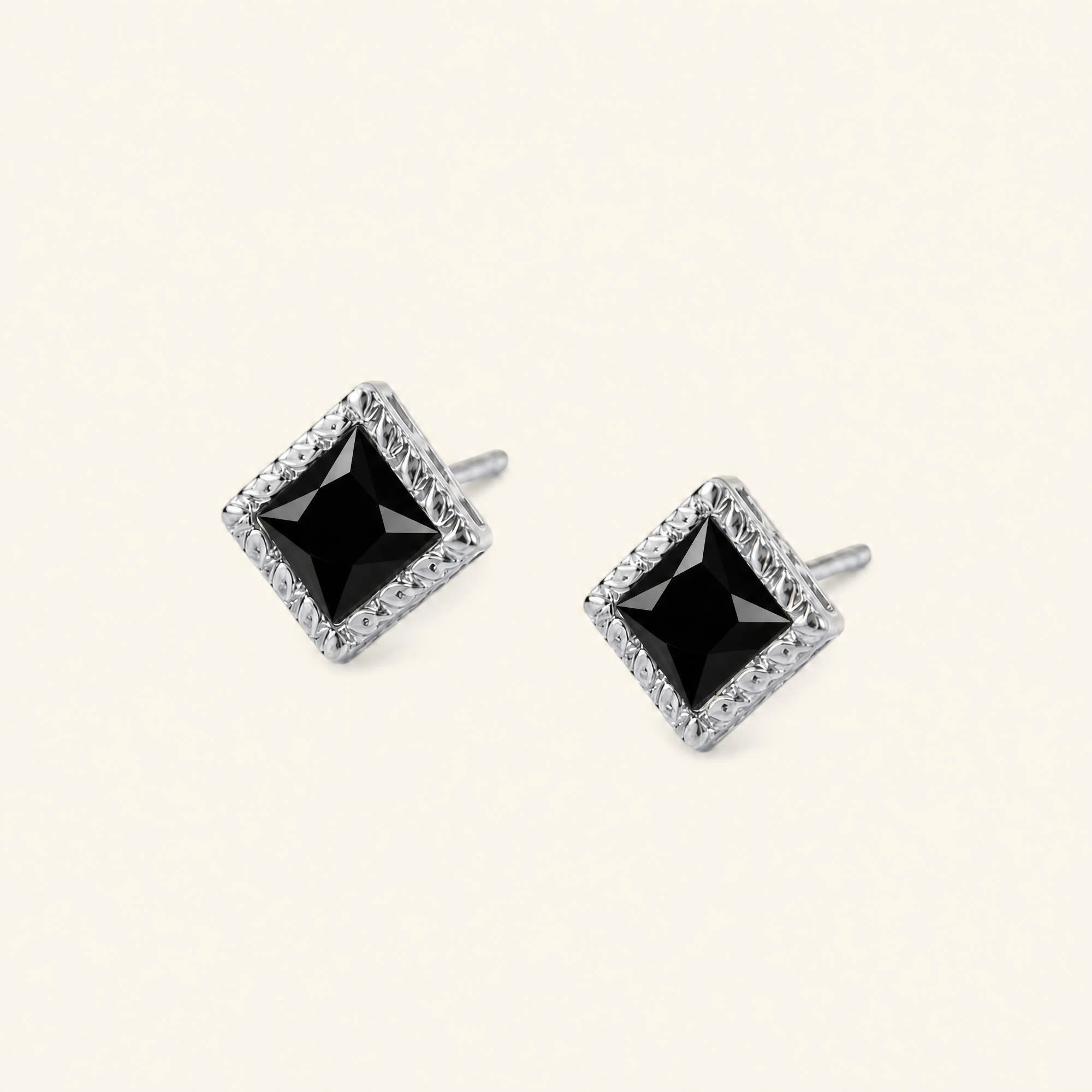 Pendientes de diamante negro Indrani, talla princesa engaste torsade, oro blanco de 18 quilates