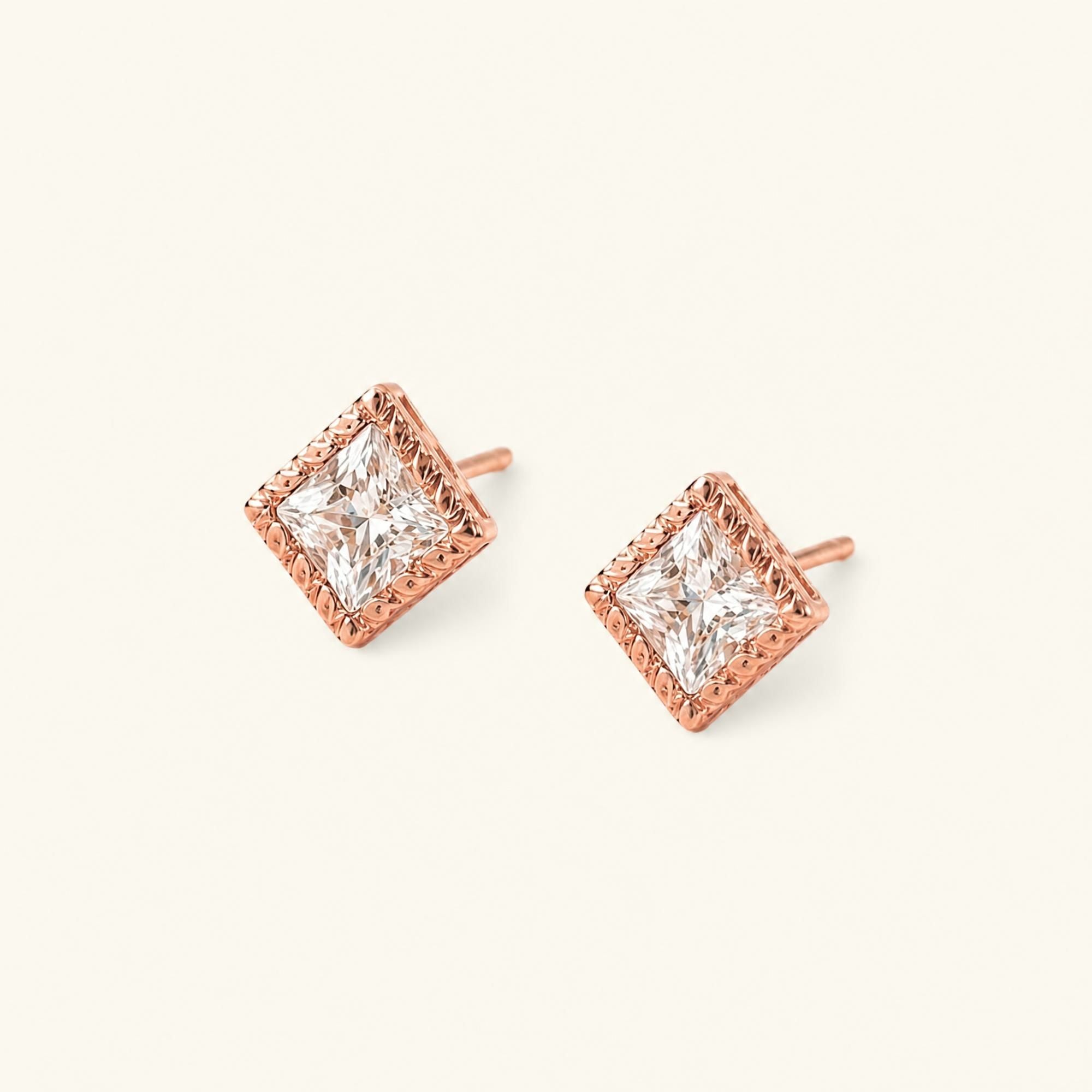 Pendientes Indrani diamante en oro rosa