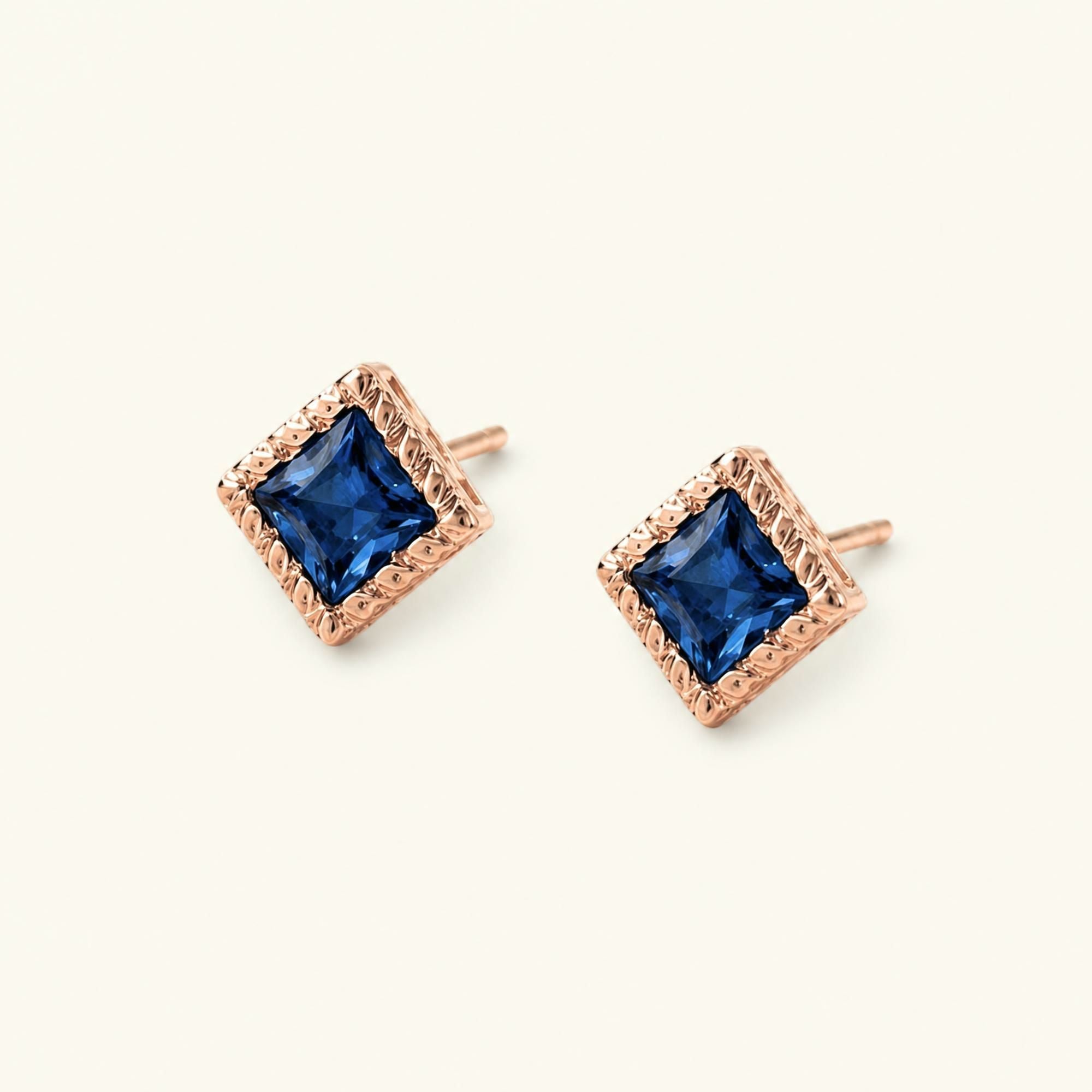 Pendientes Indrani zafiro en oro rosa