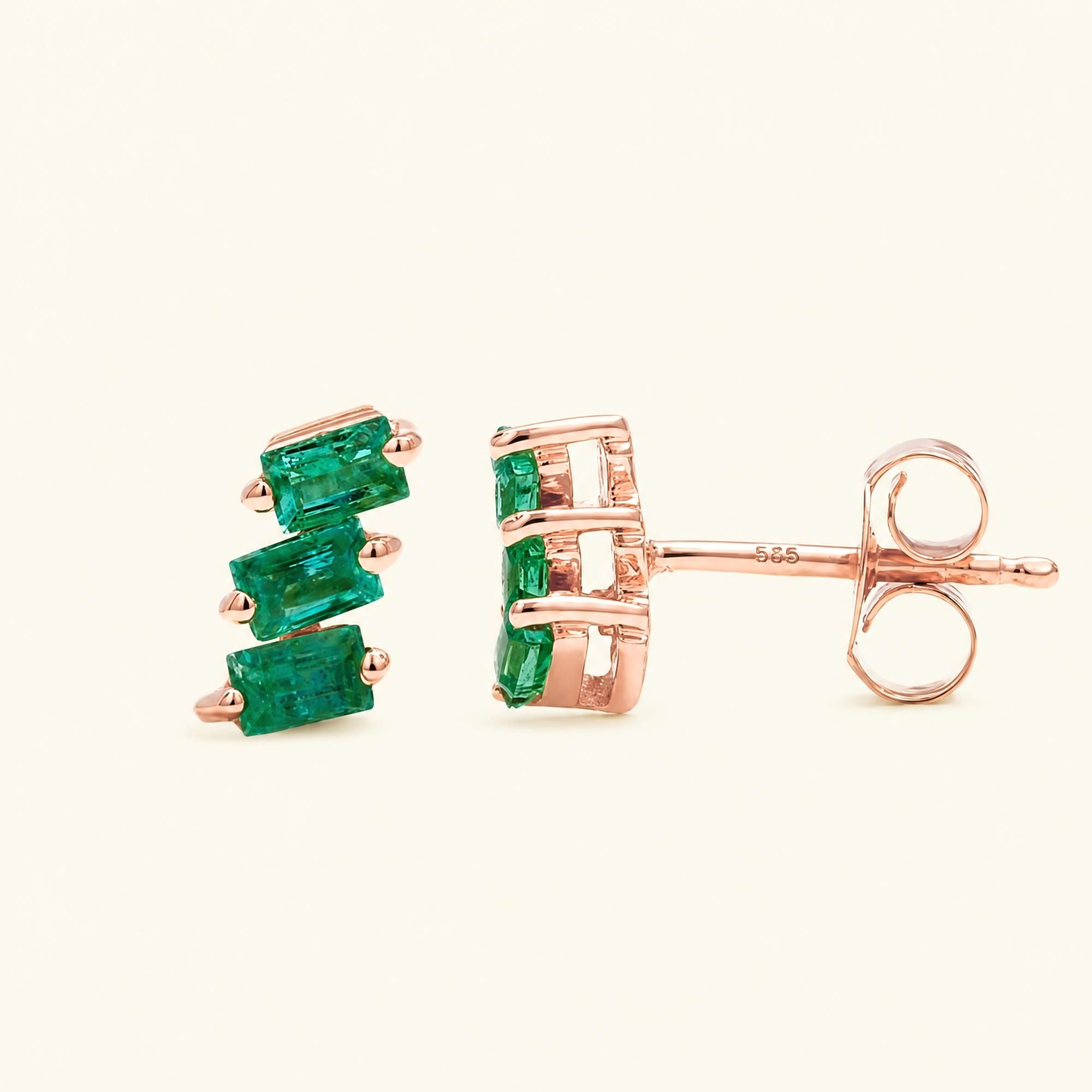 Pendientes Jivane Esmeralda - oro rosa