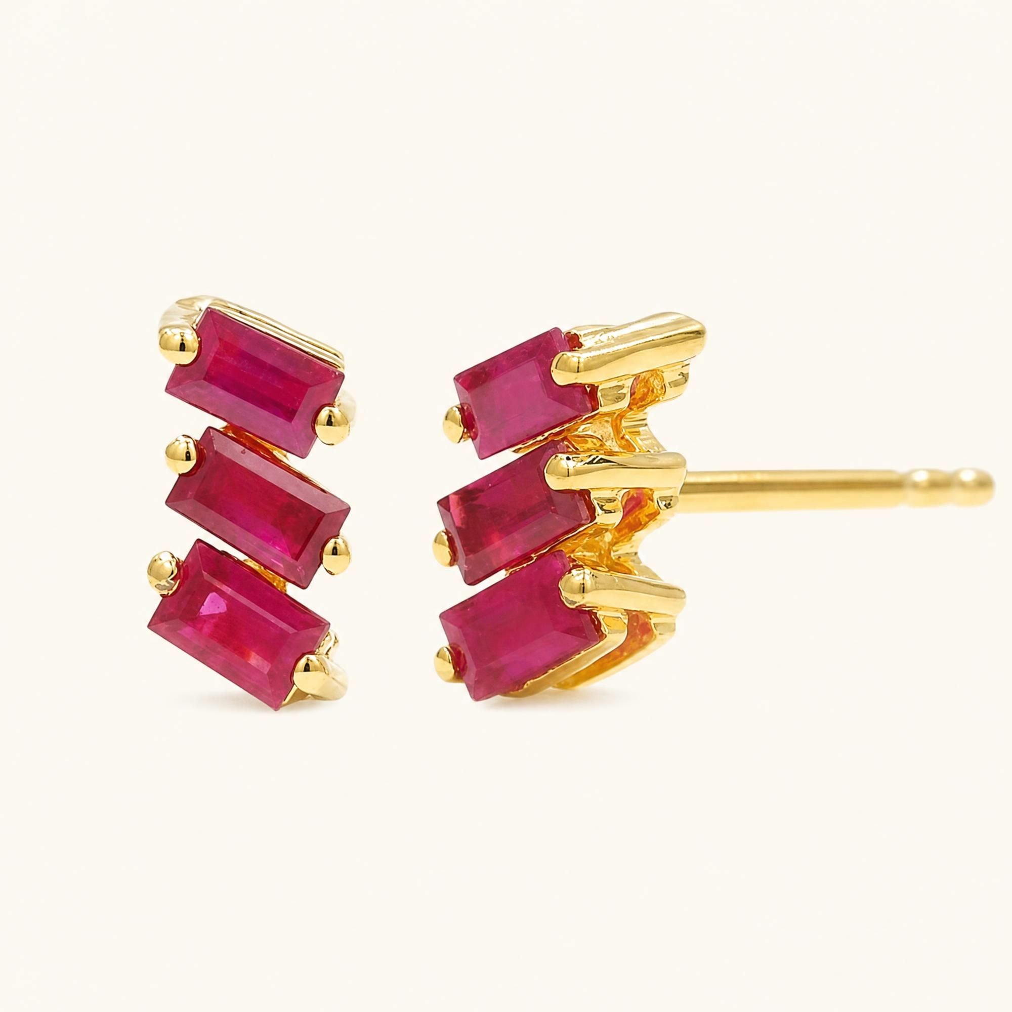 Pendientes Jivane Rubí - oro amarillo