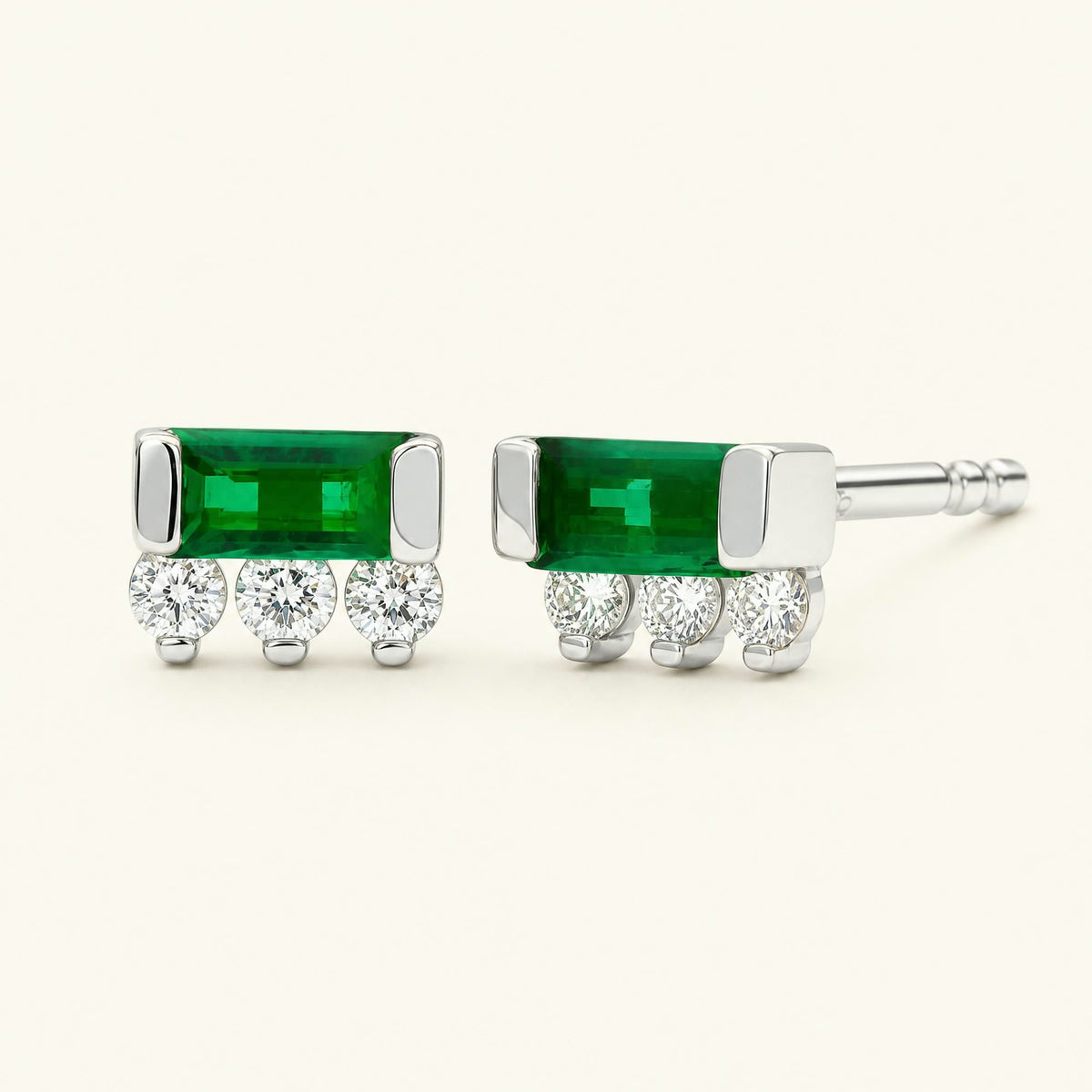 Pendientes Prana esmeralda oro blanco