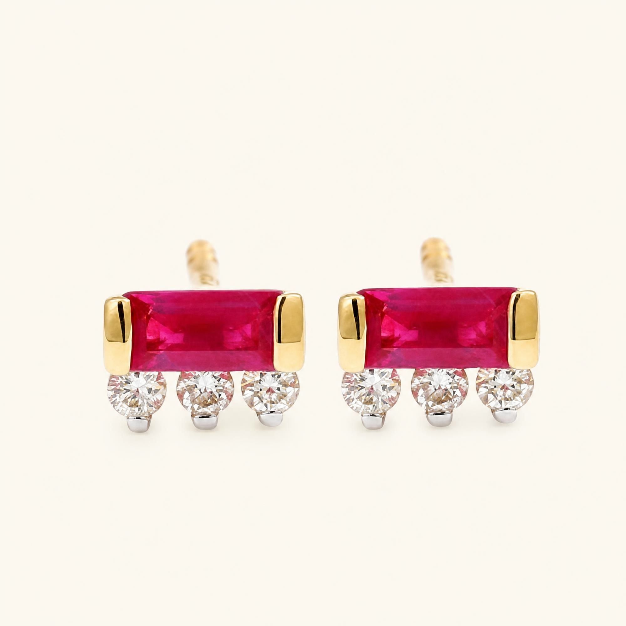 Pendientes Prana rubí oro amarillo