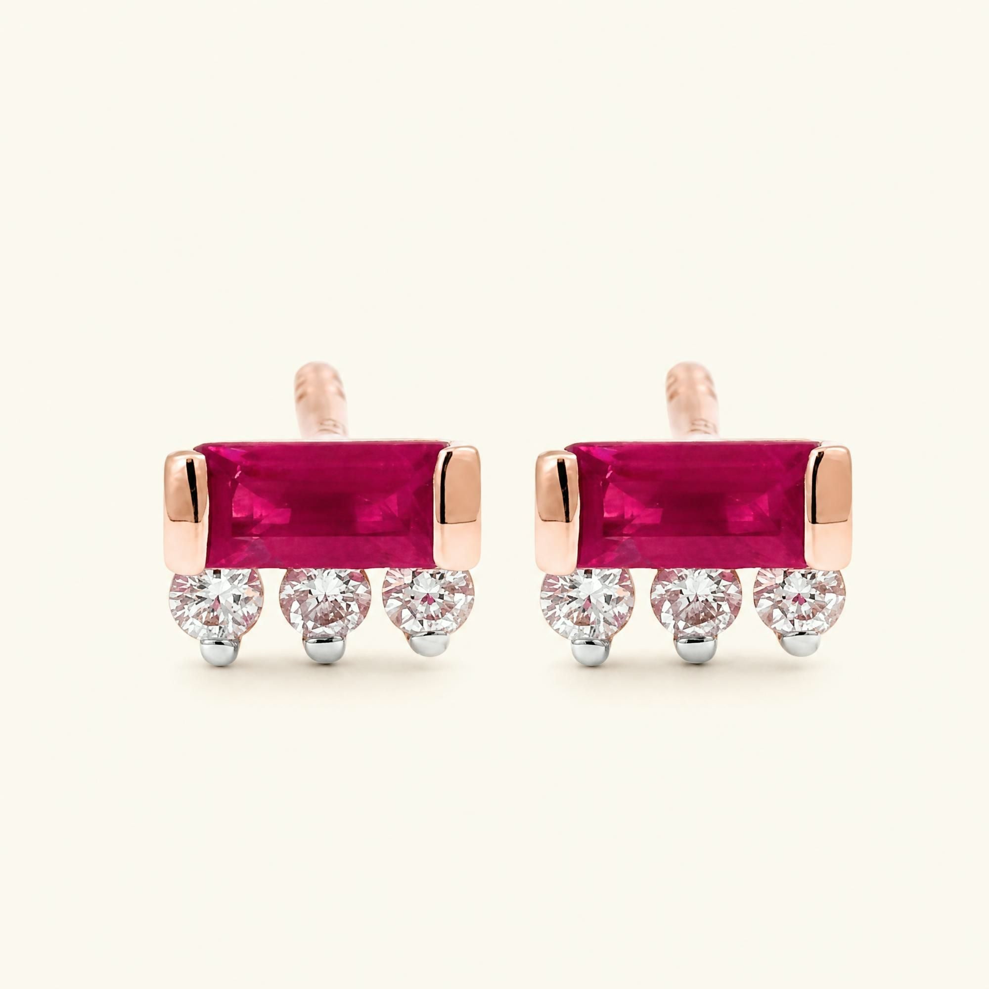 Pendientes Prana rubí oro rosa