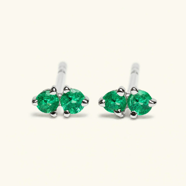 Pendientes Prema esmeralda - oro blanco